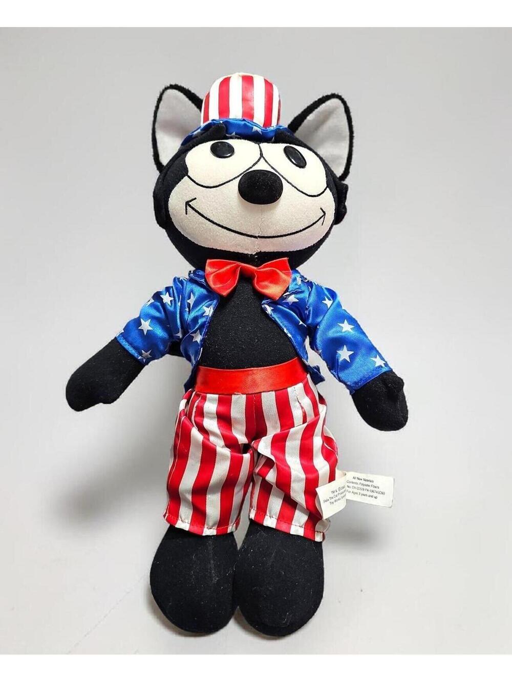 Felix the Cat Patriotic Plush 16" – Toy Works – USA Outfit – Preowned Vintage